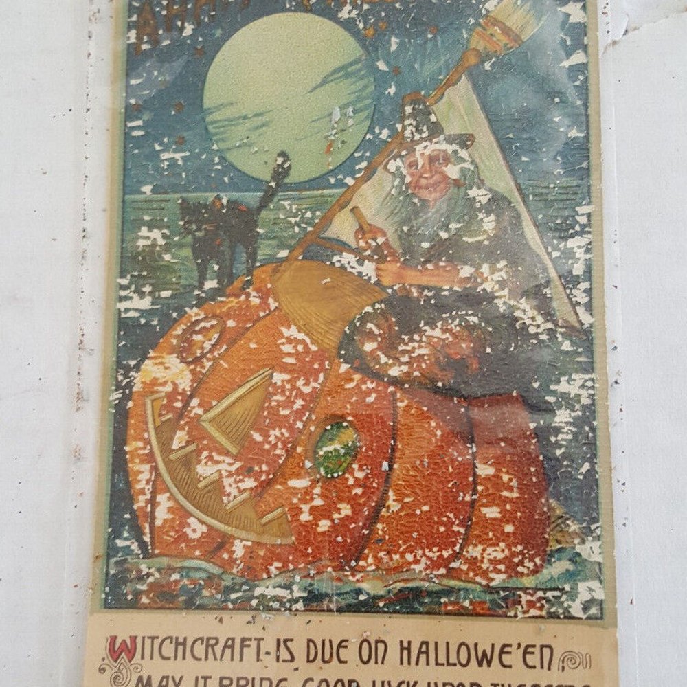 HALLOWEEN POSTCARD 1910 Vintage Made In Germany Wi - Picture 2 of 9
